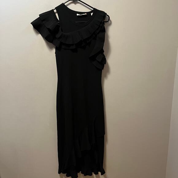 A.L.C. Dresses & Skirts - A.L.C Kellam‎ Crewneck Sleeveless Dress with Ruffled Trim Black Size Small